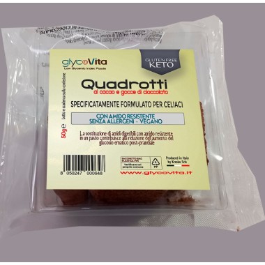 GLYCO QUADROTTI CACAO E GOCCE CIOCCOLATO (50g) - gluten...